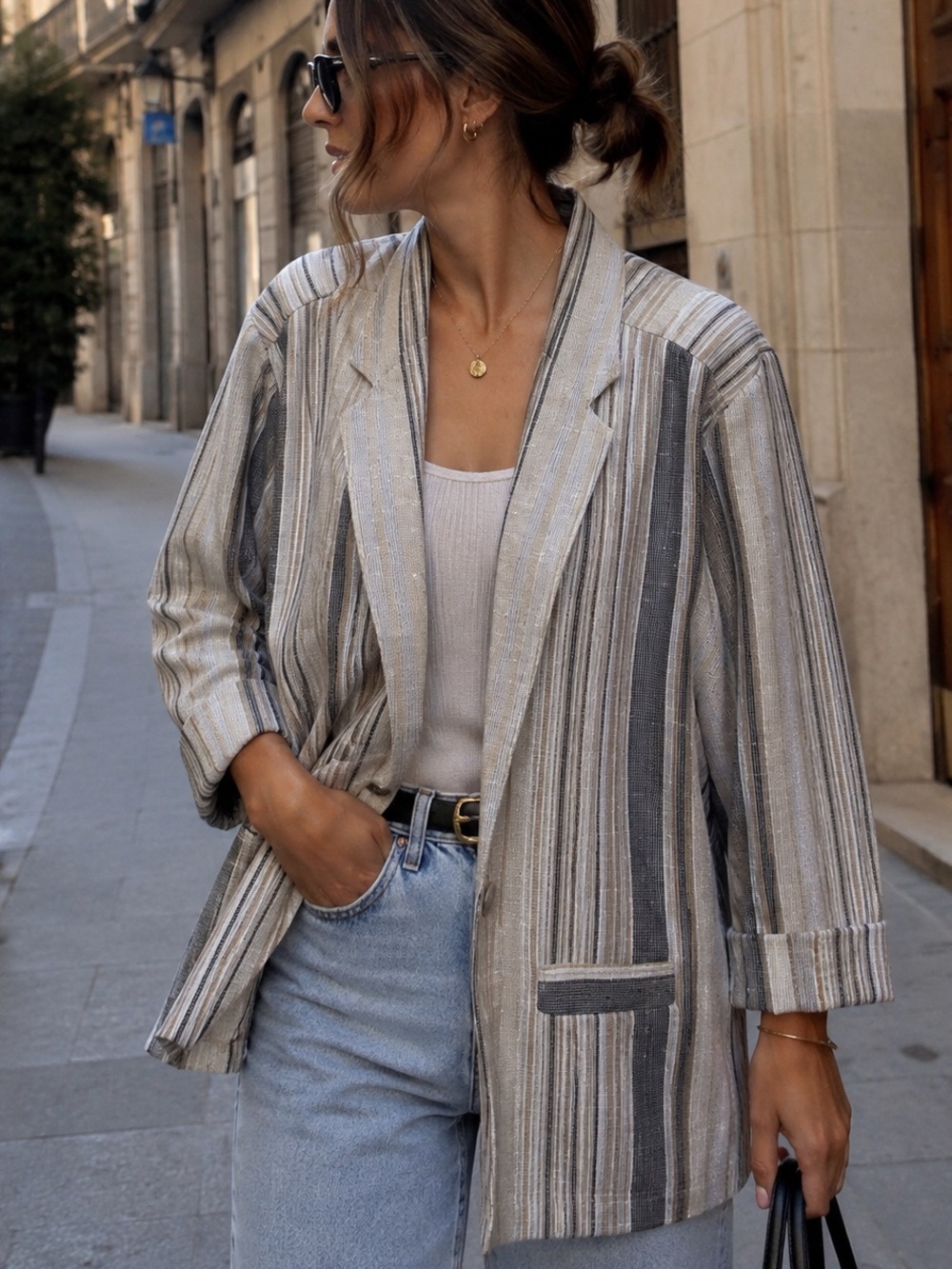 Vintage Alfred Dunner Striped Blazer Jacket Made in USA Size 20